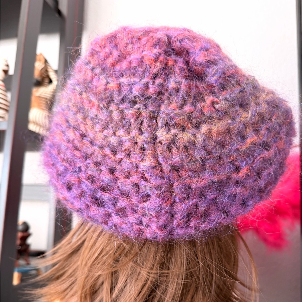 Italian Purple Knit Pageboy Hat - Picture 4 of 9